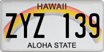 HI license plate ZYZ139