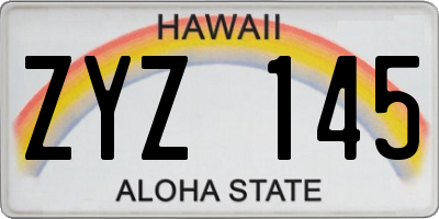 HI license plate ZYZ145