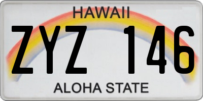HI license plate ZYZ146