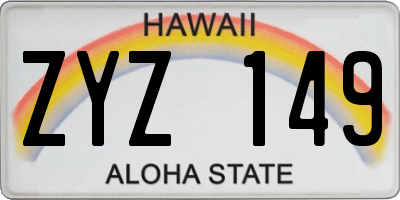 HI license plate ZYZ149