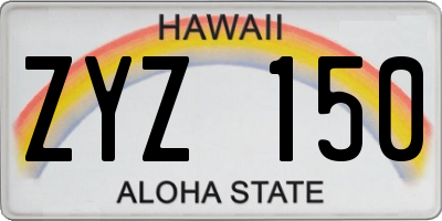 HI license plate ZYZ150