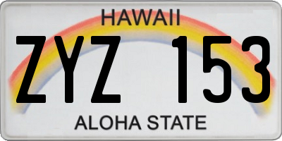 HI license plate ZYZ153
