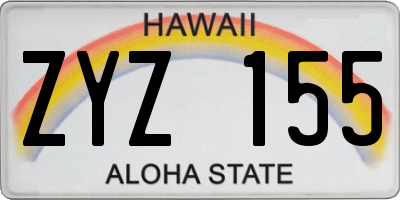 HI license plate ZYZ155