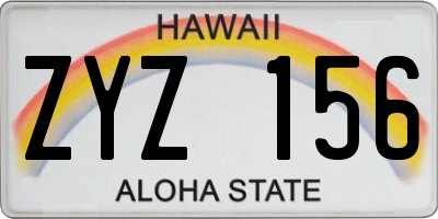 HI license plate ZYZ156