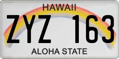 HI license plate ZYZ163