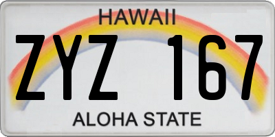 HI license plate ZYZ167