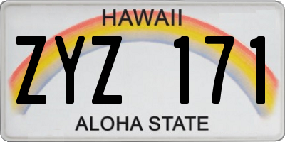 HI license plate ZYZ171