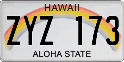HI license plate ZYZ173