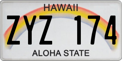 HI license plate ZYZ174