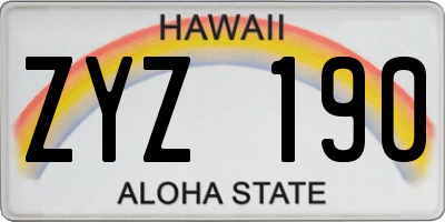 HI license plate ZYZ190