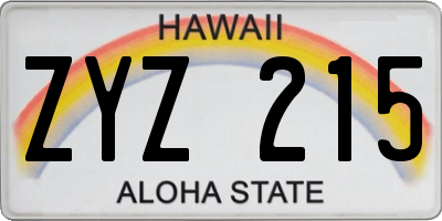 HI license plate ZYZ215