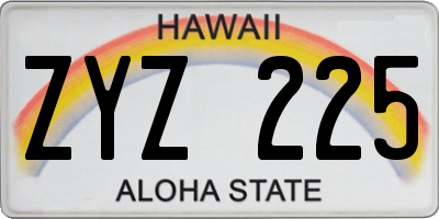 HI license plate ZYZ225