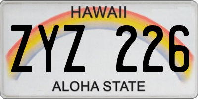 HI license plate ZYZ226