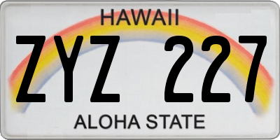 HI license plate ZYZ227