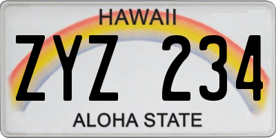 HI license plate ZYZ234