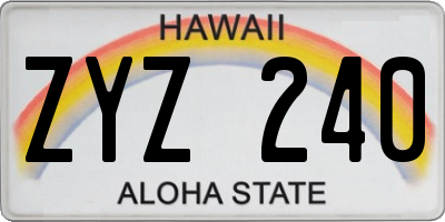 HI license plate ZYZ240