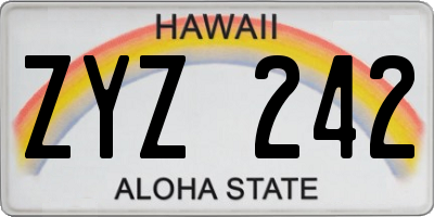 HI license plate ZYZ242