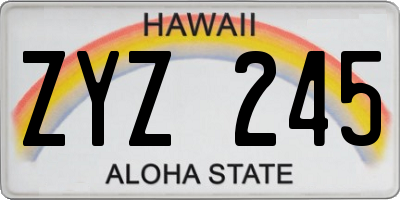 HI license plate ZYZ245