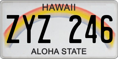 HI license plate ZYZ246