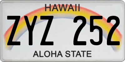 HI license plate ZYZ252
