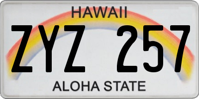 HI license plate ZYZ257