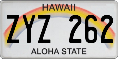 HI license plate ZYZ262