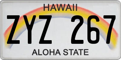 HI license plate ZYZ267