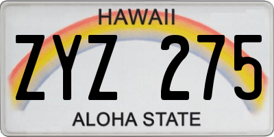 HI license plate ZYZ275