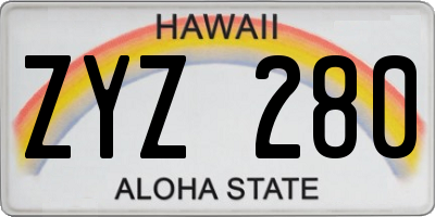 HI license plate ZYZ280