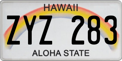 HI license plate ZYZ283