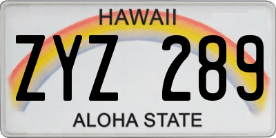 HI license plate ZYZ289