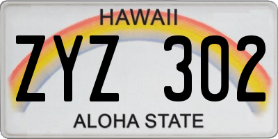 HI license plate ZYZ302