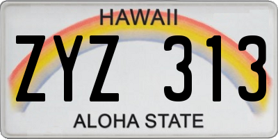 HI license plate ZYZ313