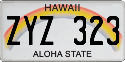 HI license plate ZYZ323