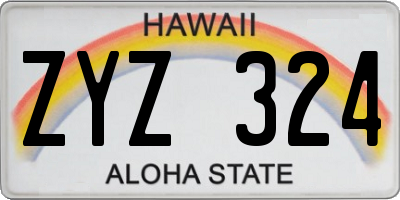 HI license plate ZYZ324