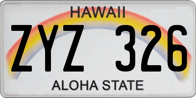 HI license plate ZYZ326