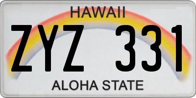 HI license plate ZYZ331