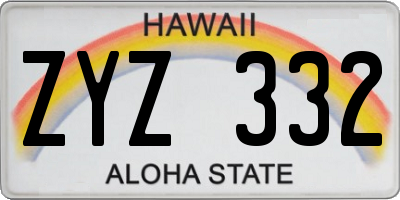 HI license plate ZYZ332