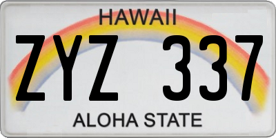 HI license plate ZYZ337