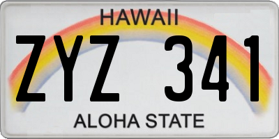 HI license plate ZYZ341