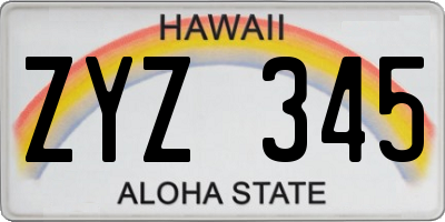 HI license plate ZYZ345