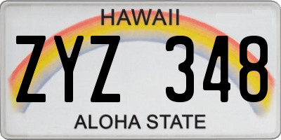 HI license plate ZYZ348