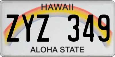 HI license plate ZYZ349