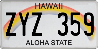 HI license plate ZYZ359