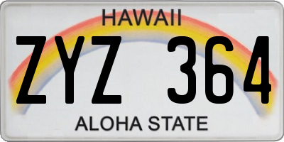 HI license plate ZYZ364