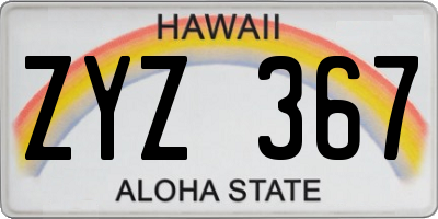 HI license plate ZYZ367