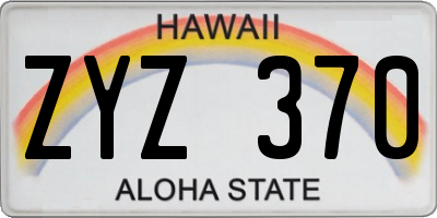 HI license plate ZYZ370