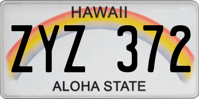HI license plate ZYZ372