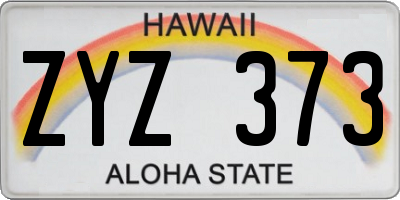 HI license plate ZYZ373