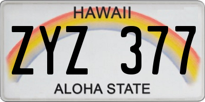 HI license plate ZYZ377